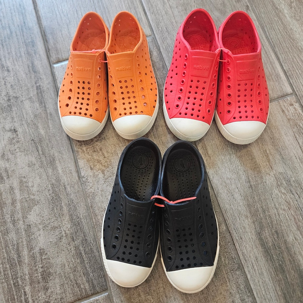 Native Jefferson Slip On Shoes Lot of 3 Kids C12 Black Red Orange Water Sneakers